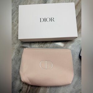 Dior Pale Pink Cotton Pouch. New in Box. ‘CD’ Stitched on front. GWP